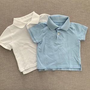 9-12m short sleeve polo shirts in blue and white